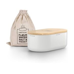 Lars Nysom Bread Bin Box Bamboo Cutting Board Lid White With Bread Bag Modern